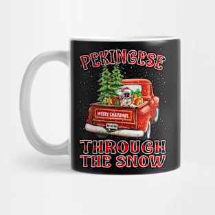 Christmas Pekingese Through The Snow Dog Santa Truck Tree Mug